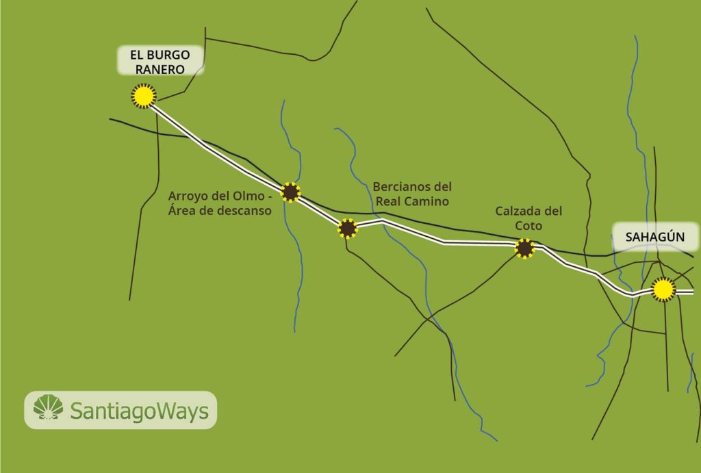 Mapa de Sahagun a El Burgo Ranero